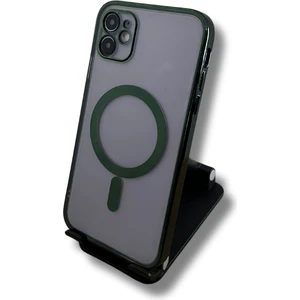 iPhone 11 Magsafe Lazer Silikon Renkli Kılıf (Kamera Lensi Açık) Yeşil