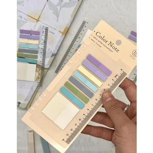 Kağıt Gemi Dükkan 8 Renkli Cetvelli Mor ve Mavi Tonları Şeffaf Pet Indeks Index Sticker Sticky Note Post It