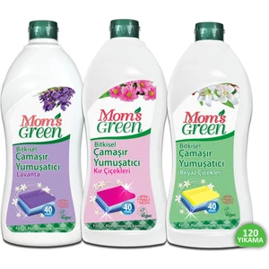 Mom's Green 3'lü Set Bitkisel Çamaşır Yumuşatıcı Lavanta ,Kır Çiçekleri, Beyaz Çiçekler 120 Yıkama  (750 ml x 3)
