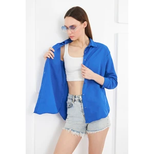 BRAKO TEKSTİL Kadın  Oversize Uzun Basic Gömlek