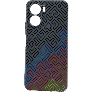 Vivo Y16 Gri Kül Rengi Kılıf Resimli Lastik Kabartma Desenli Tam Koruma