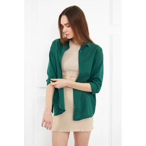 BRAKO TEKSTİL Kadın  Oversize Uzun Basic Gömlek