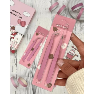Kağıt Gemi Dükkan 2’li Sticker Cımbızı Seti Düz ve Eğri Uçlu Pembe çıkartma washi Bant Sticker Bullet Journal