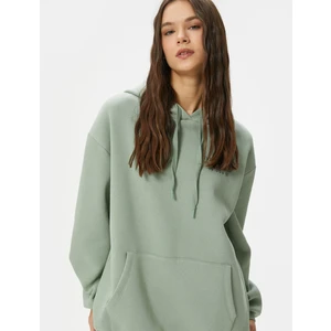 Kapşonlu Sweatshirt Arkası Baskılı Rahat Kalıp Uzun Kollu