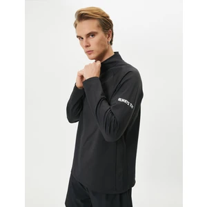 Spor Sweatshirt Yarım Fermuarlı Dik Yaka Slogan Baskılı