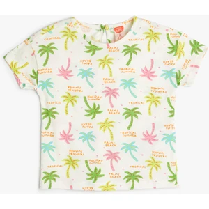 Palmiye Baskılı Tişört Kısa Kollu Pamuklu