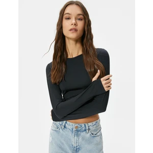 Basic Crop Tişört Uzun Kollu Slim Fit