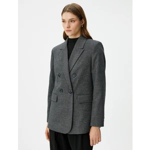 Oversize Blazer Ceket Kruvaze Düğmeli Kapaklı Cepli