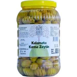Egeye Dönüş Ev Yapımı Geleneksel Kalamata Iri Boy Yeşil Kırma Zeytin Palamut - 2 Kg. (Sadece Tuz ve Su Içerir)