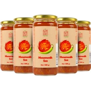 Egeye Dönüş Ev Yapımı Yemek Için Hazır Menemenlik Sos 5'li Cam Kavanoz - 500 Gr. (Yaz Domateslerinden ve Biberlerinden Geleneksel Yöntemlerle Üretilmiştir)