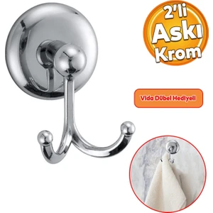 Vidalı Askılık Banyo Tuvalet Lavabo Havlu Bornoz Askısı Çatal Ikili Metal Askı Krom