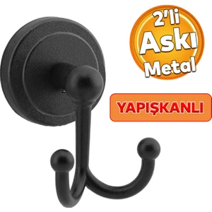 Yapışkanlı Banyo Havluluk Bornoz Askısı Tutacağı Asacağı Asma Aparatı Metal Siyah Askılık Askılığı