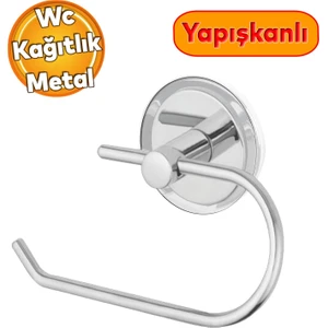 Tuvalet Kağıtlık Yapışkanlı Açık Aparat Wc Kağıt Standı Bez Havluluk Paslanmaz Metal Sağlam Krom