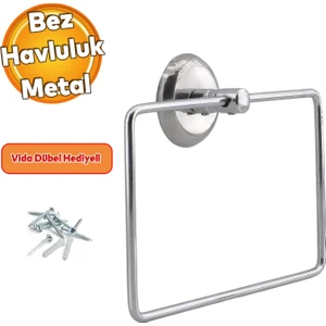 Krom Renk Vidalı Kare Havluluk Lavabo Banyo Mutfak Aparat Standı Bez Havlu Askısı Paslanmaz Metal