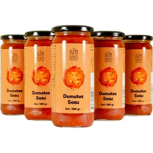 Egeye Dönüş Ev Yapımı Hazır Domates Sosu Cam Kavanoz 5 x 500 gr