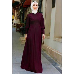 Bordo Tesettür Abiye 11003