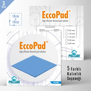 Eccopad - 100x100 mm | 1,50 mm Kalınlık | 3 W/m-K İletkenlik ile Güç ve Verimliliği Bir Arada Sunan Termal Pad!