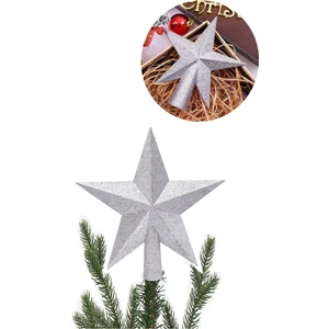 Yılbaşı Çam Ağacı Tepeliği Gümüş Yıldız Tepelik 20 cm
