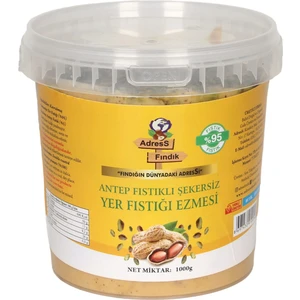 AdresS Fındık - Antep Fıstık Parçacıklı Şekersiz Yer Fıstığı Ezmesi 1 Kg