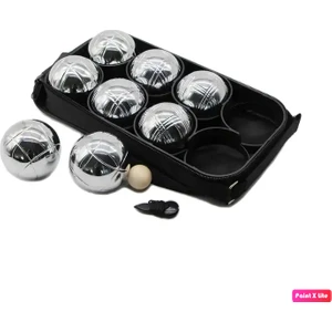 Çantalı 8'li Bocce Set 8 Adet Krom Çelik Bocce Topu (720 Gr) + Ahşap Pallino ve Mezura Hediyeli
