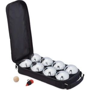 Çantalı 8'li Bocce Set 8 Adet Krom Çelik Bocce Topu (720 Gr) + Ahşap Pallino ve Mezura Hediyeli