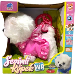 Pilli Sesli Tasmalı Yürüyen Sevimli Köpek Mia Tasmalı Köpek Pembe