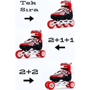 Ayarlanabilir Işıklı Tekerlekli Alıştırma Pateni Kırmızı
