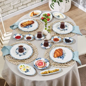 Nostalji 32 Parça 6 Kişilik Stoneware Kahvaltı Servis Seti