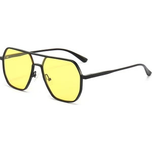 Bir Çift Sürüş Güneş Gözlüğü Ultra Hafif Dikdörtgen Polarize Güneş Gözlüğü UV400 Koruması (Siyah Çerçeveli Gece Görüş Filmi) (Yurt Dışından)