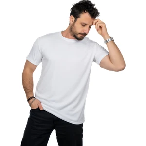 Aşırı Terleme Önleyici Beyaz Bisiklet Yaka Erkek T-Shirt, Ter Sızdırmaz, Çift Katmanlı