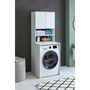 One Art Home Bloom Çamaşır Makinesi Dolabı Kurutma Makinesi Dolabı Banyo Dolabı Kapaklı Beyaz
