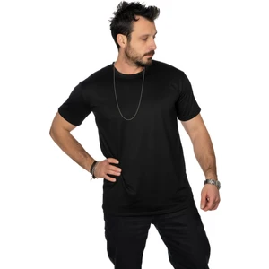 Aşırı Terleme Önleyici Siyah Bisiklet Yaka Erkek T-Shirt, Ter Sızdırmaz, Çift Katmanlı