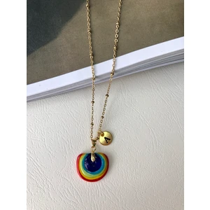 Atelier Deep Renkli Nazar Boncuk Harfli Cam Murano Klasik Zincir Gold Çelik Kolye DRN05026