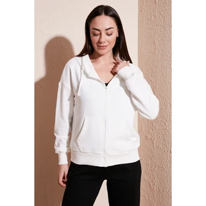 Fashion Friends Regular Fit Fermuarlı Kapüşonlu Sweat Bayan Sweat 23K0852K1