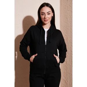 Fashion Friends Regular Fit Fermuarlı Kapüşonlu Sweat Bayan Sweat 23K0852K1