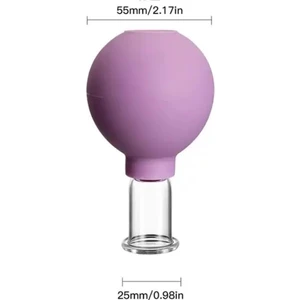 Silikon Vakumlu Yüz ve Boyun Için Cam Masaj Kupası No:2 Mor Renk