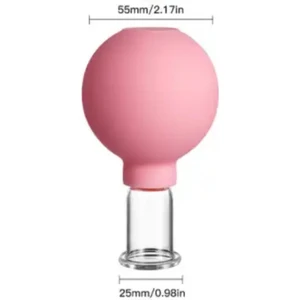Silikon Vakumlu Yüz ve Boyun Için Cam Masaj Kupası No:2 Pembe Renk