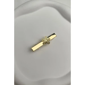 Altın Rengi Çiçek Detaylı Yan Toka (Ölçü:5 Cm)