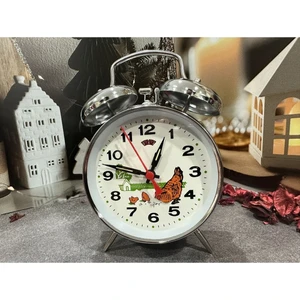 Nostaljik Kurmalı Tavuklu Guguklu Köstebek Çalar Saat Metal Masa Saati