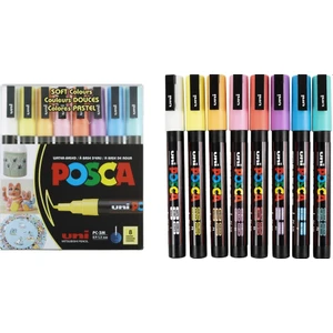 Posca Pc-3m Pastel Colours 0.9-1.3 Su Bazlı Boyama Markörü Seti Pastel Renkler 8 Renk