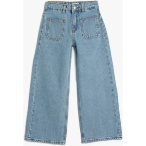 İspanyol Paça Kot Pantolon Cep Detaylı Normal Bel - Flare Jean