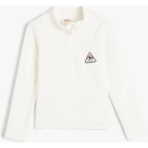 Tişört Dik Yaka Yarım Fermuarlı Ribanalı Kayak Etiket Detaylı