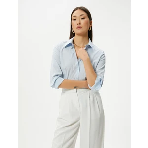 Slim Fit Gömlek Uzun Kollu Düğmeli Manşet Yaka