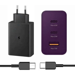 65W Trio 3 Girişli Hızlı Şarj Başlık ve Typec To Typec Kablo Çoklu Şarj Seti