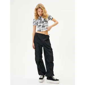 Baskılı Crop Tişört Slim Fit Kısa Kollu Pamuklu