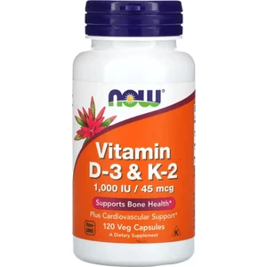 Now Foods Vitamin D3 & K2, 120 Vegan Kapsül