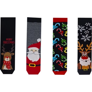 KBC Socks 4'lü Unisex Noel Baba Geyik Kardan Adam Yılbaşı Desenli Çorap Seti