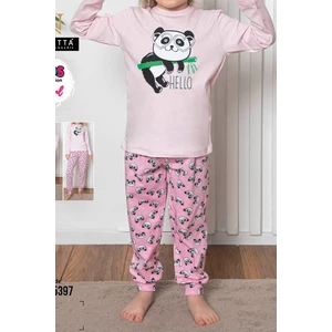 Kız Çocuk Uzun Kollu Pijama Takımı Pamuklu Likralı Pembe