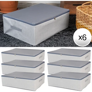 6 Adet Mega Boy Çizgi Desen Baskılı Antrasit Baza Altı Düzenleyici Yastık Yorgan Kıyafet Hurcu 75x40x20 cm
