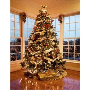 Luxury Series 180 cm Metal Ayaklı 60 Adet Süslü ve Işıklı Yılbaşı Çam Ağacı